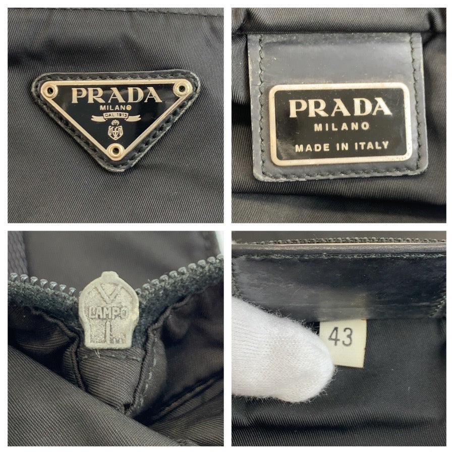24323
PRADA プラダ テスート 三角ロゴプレート ブラック 黒 シルバー金具 ナイロン ショルダーバッグ メッセンジャーバッグ レディース AB28