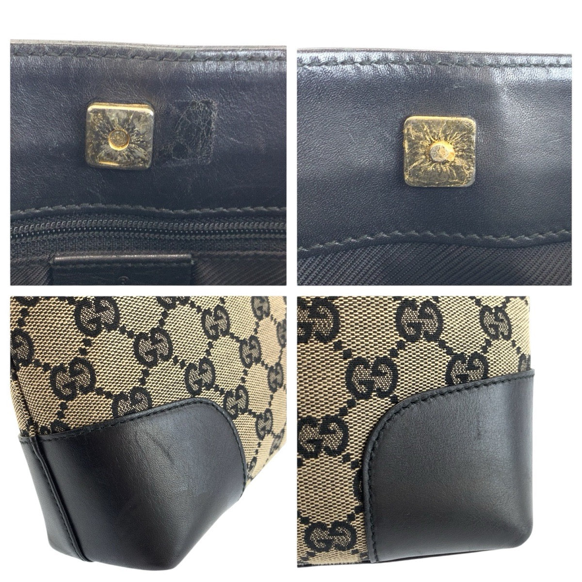 24325
GUCCI グッチ ブラック 黒 ゴールド金具 GGキャンバス / レザー 001 4231 ショルダーバッグ レディース ABP27