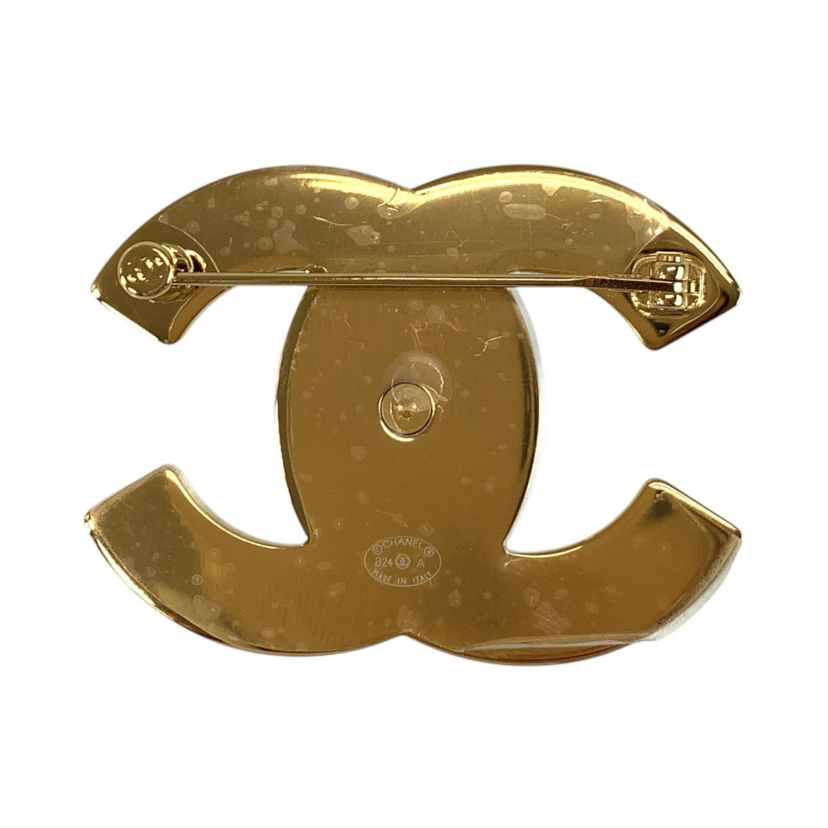 24333
CHANEL シャネル ココマーク ターンロック パール クリーム ゴールド メッキ ブローチ B24 A刻印 レディース N56