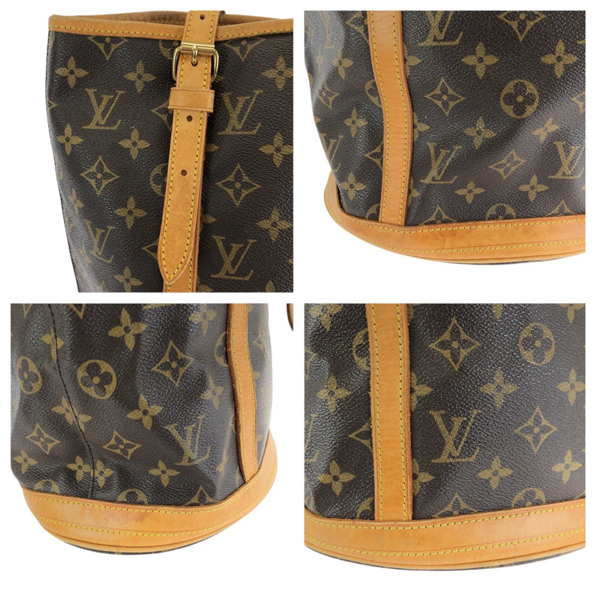 24344
LOUIS VUITTON ルイヴィトン モノグラム バケットGM ブラウン ゴールド金具 PVC / レザー M42236 ショルダーバッグ トートバッグ レディース B28