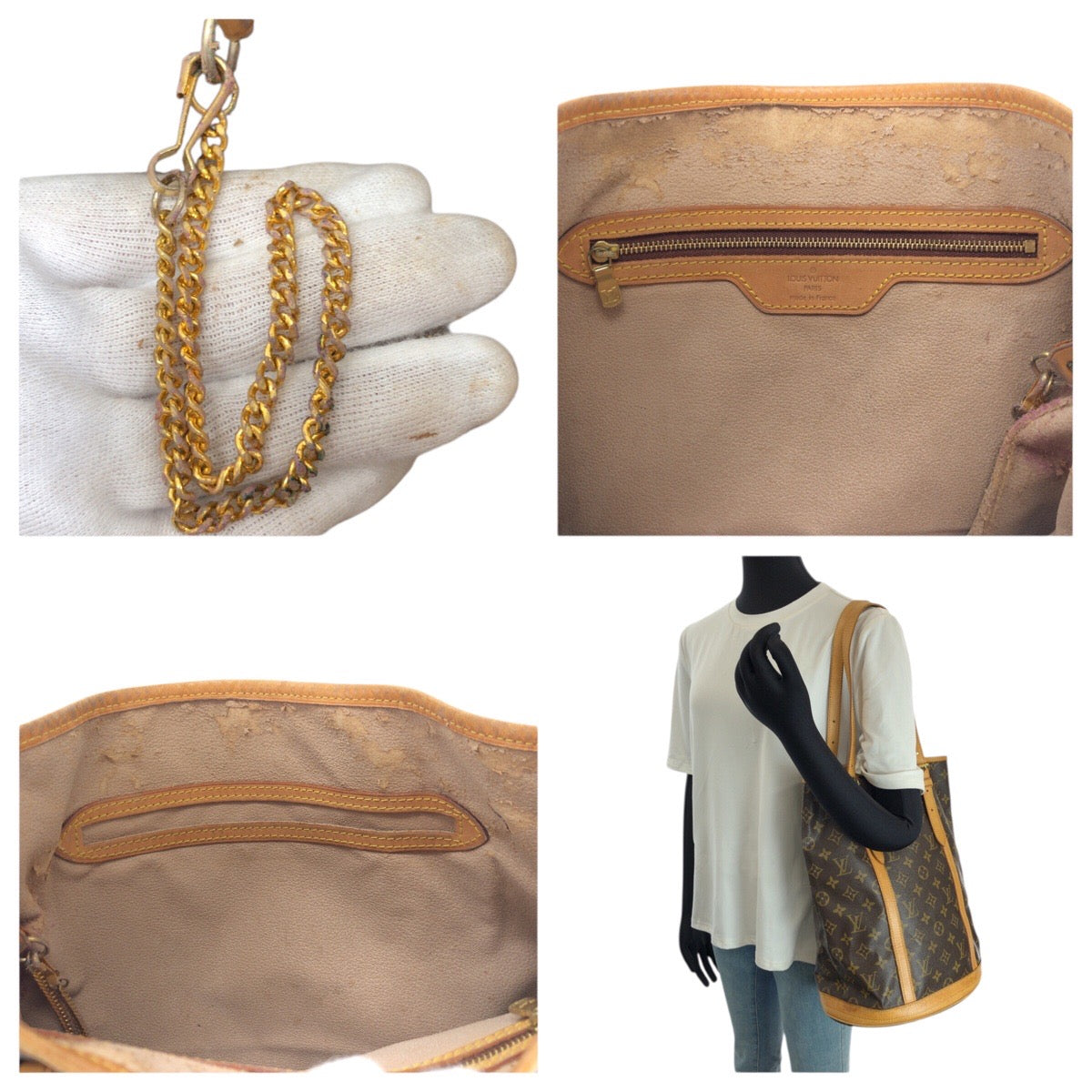 24344
LOUIS VUITTON ルイヴィトン モノグラム バケットGM ブラウン ゴールド金具 PVC / レザー M42236 ショルダーバッグ トートバッグ レディース B28