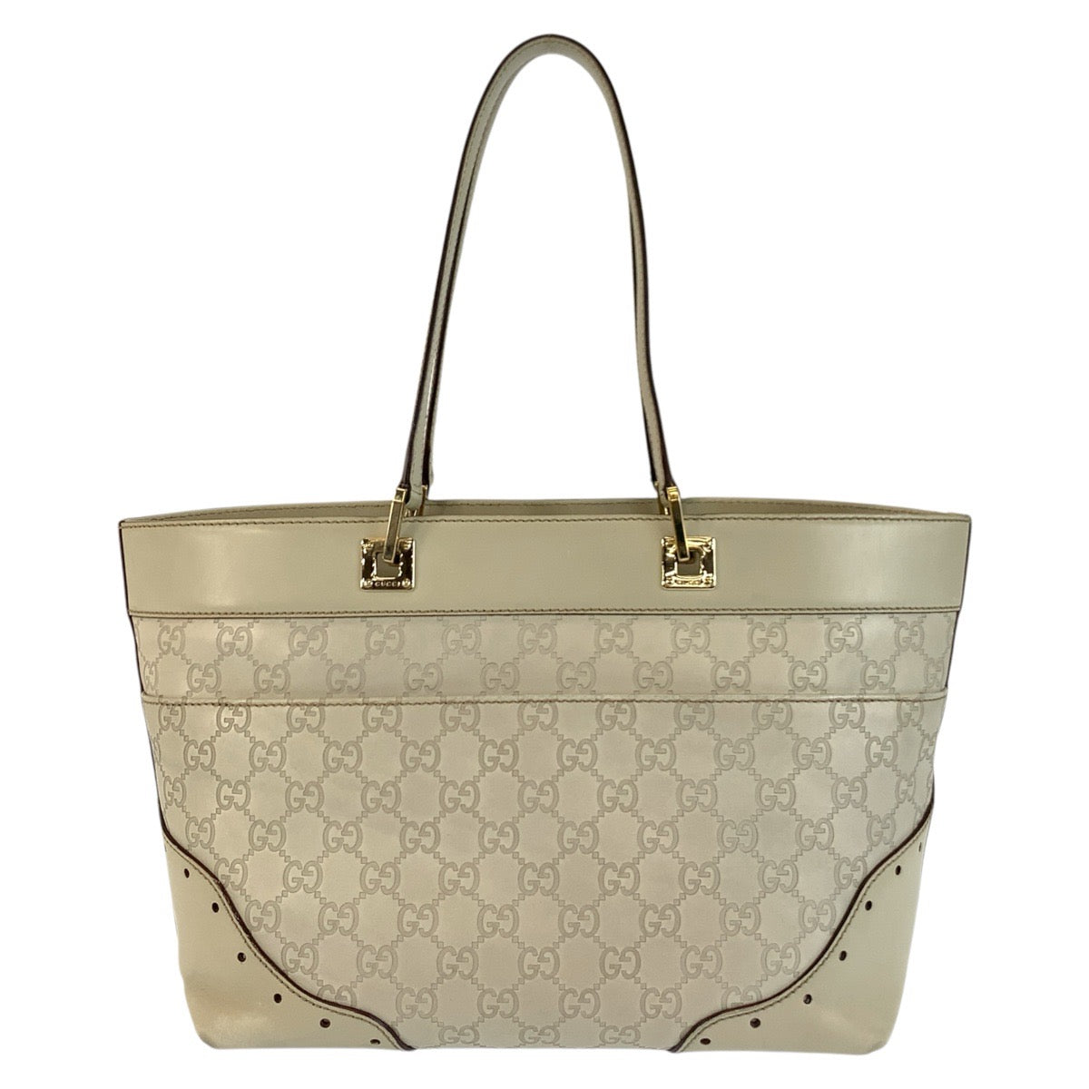 24349
GUCCI グッチ グッチシマ アイボリー ゴールド金具 レザー 145993 トートバッグ ショルダーバッグ レディース AB35