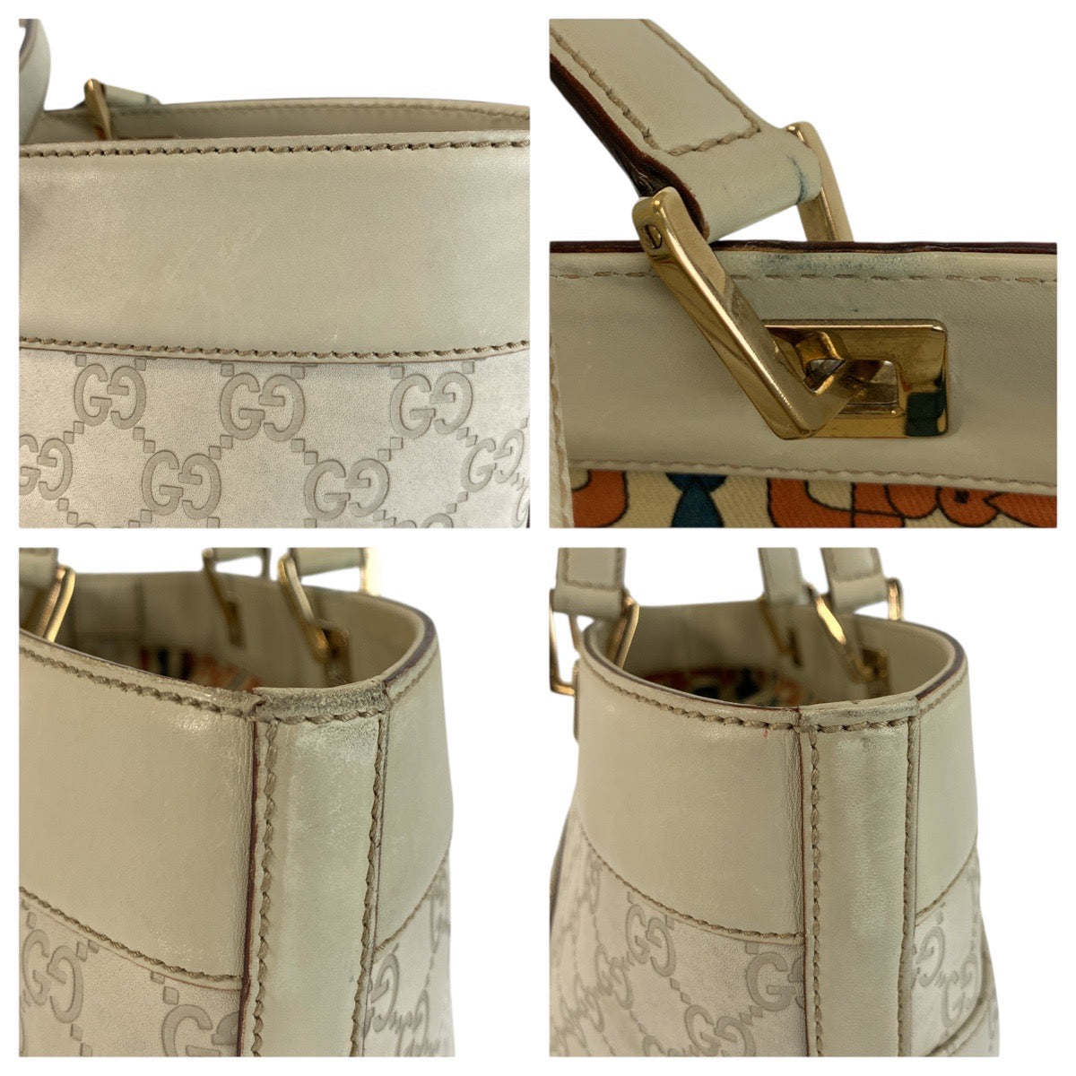 24349
GUCCI グッチ グッチシマ アイボリー ゴールド金具 レザー 145993 トートバッグ ショルダーバッグ レディース AB35