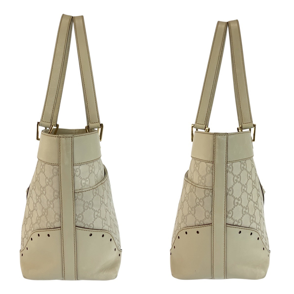 24349
GUCCI グッチ グッチシマ アイボリー ゴールド金具 レザー 145993 トートバッグ ショルダーバッグ レディース AB35