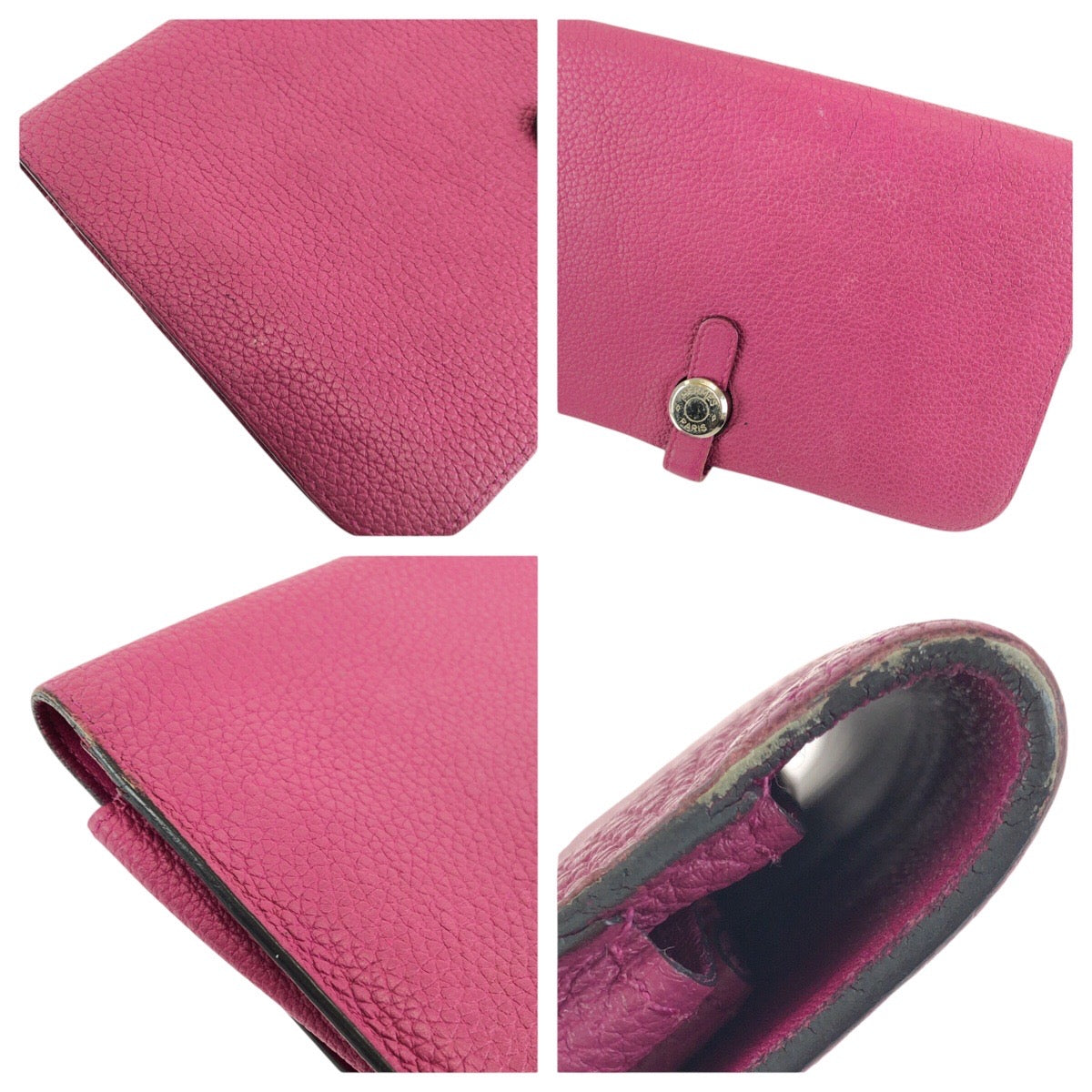 24354
HERMES エルメス ドゴン GM ローズパープル ピンク シルバー金具 トゴ 長財布 ロングウォレット C刻印 レディース AB35