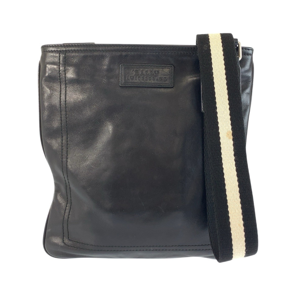 24358
BALLY バリー トレインスポッティング ブラック ホワイト シルバー金具 レザー ショルダーバッグ メッセンジャーバッグ メンズ ABP15
