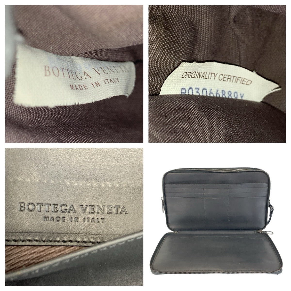 24359
BOTTEGAVENETA ボッテガヴェネタ イントレチャート グレー レザー B03066889Y クラッチバッグ セカンドバッグ メンズ AB30