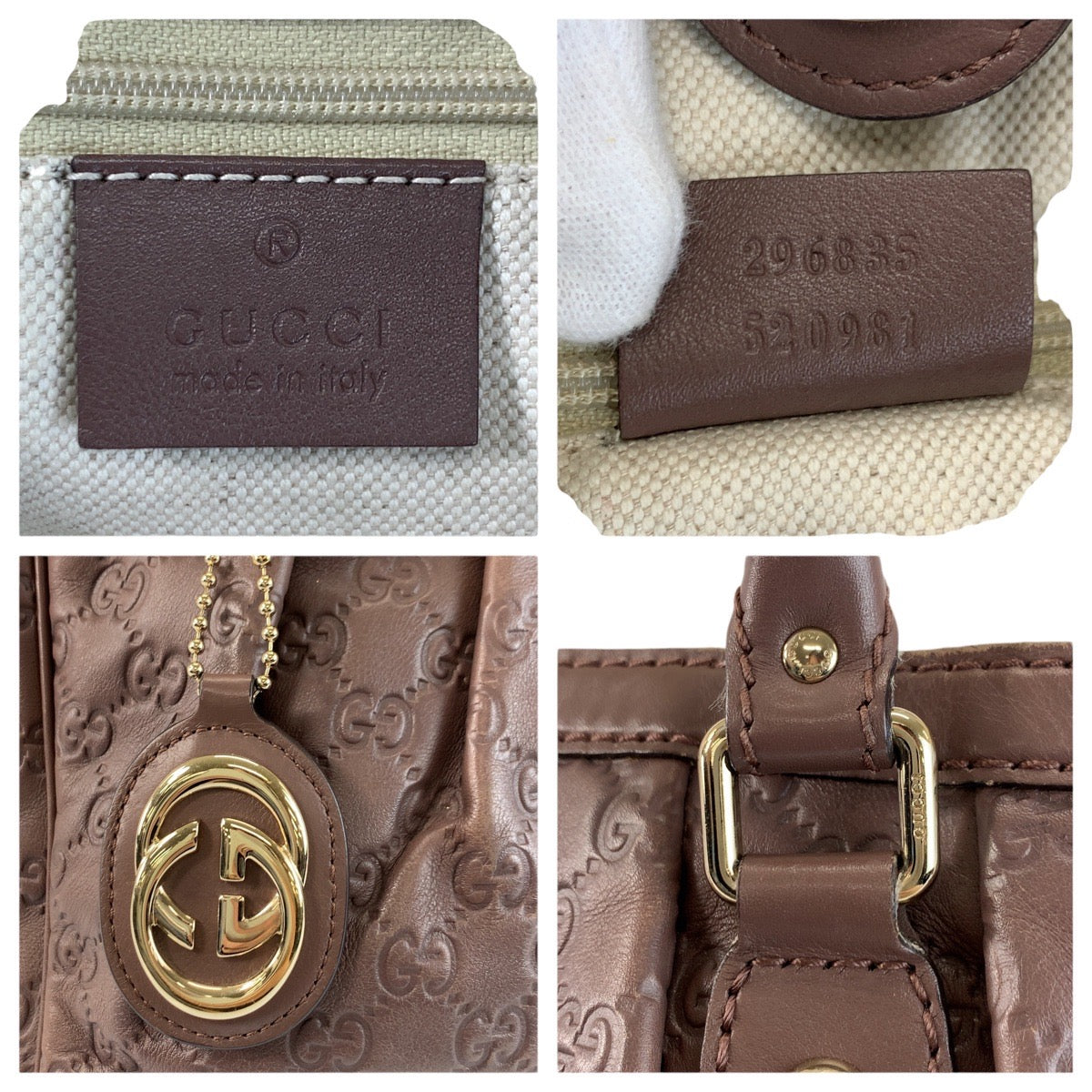 24363
GUCCI グッチ グッチシマ スーキー ブラウン ゴールド金具 レザー 296835 トートバッグ ハンドバッグ レディース AB28