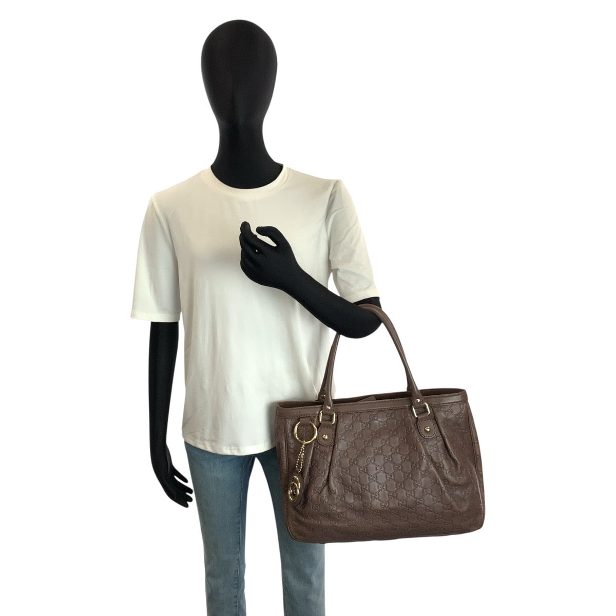 24363
GUCCI グッチ グッチシマ スーキー ブラウン ゴールド金具 レザー 296835 トートバッグ ハンドバッグ レディース AB28