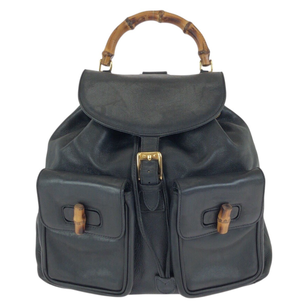 24364
GUCCI グッチ バンブー ブラック 黒 ゴールド金具 レザー 003 2058 0016 リュックサック バックパック レディース ABP35
