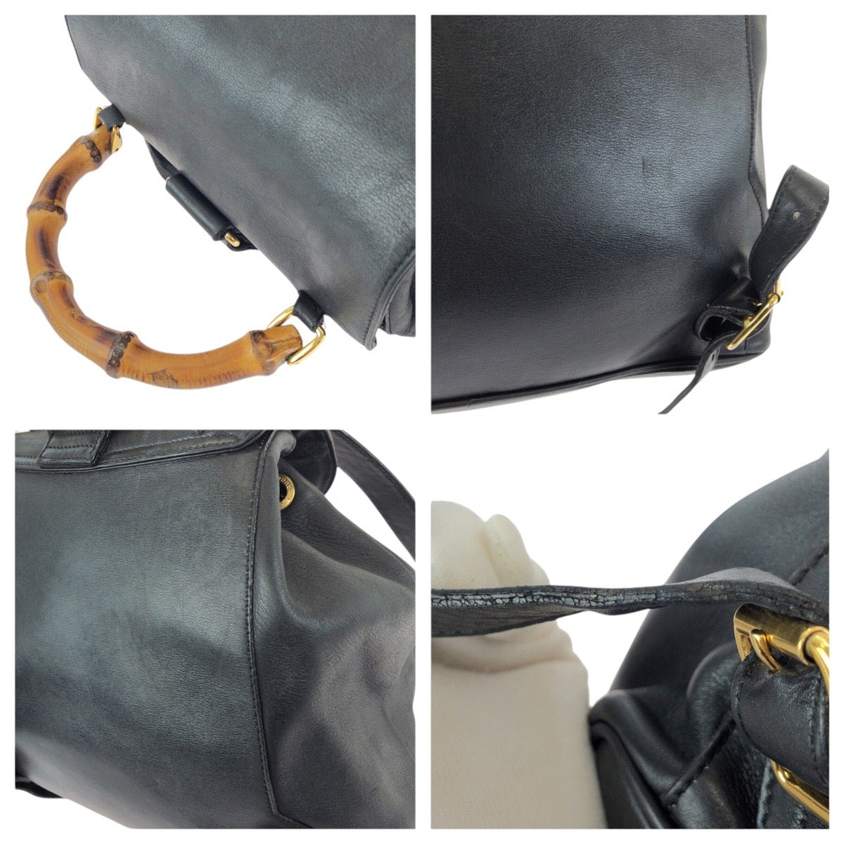 24364
GUCCI グッチ バンブー ブラック 黒 ゴールド金具 レザー 003 2058 0016 リュックサック バックパック レディース ABP35