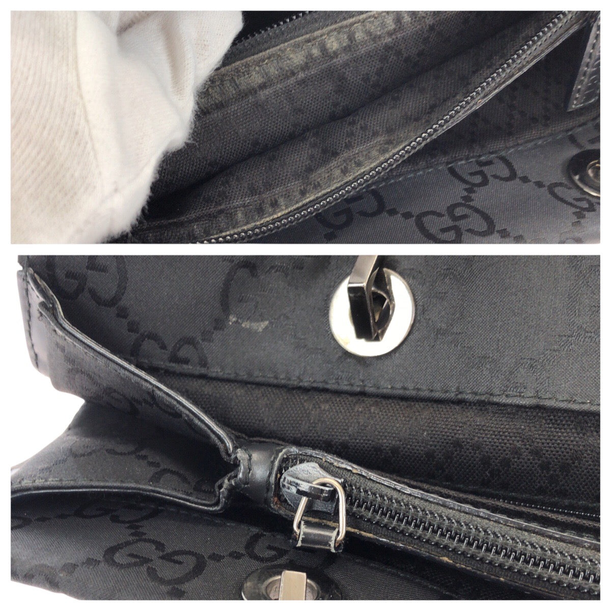 24365
GUCCI グッチ バンブー ブラック 黒 シルバー金具 ナイロン 002 1010 トートバッグ ハンドバッグ レディース AB28