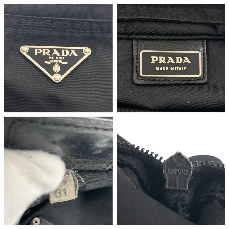 24366
PRADA プラダ テスート 三角ロゴプレート ブラック 黒 シルバー金具 ナイロン ショルダーバッグ メッセンジャーバッグ レディース AB21