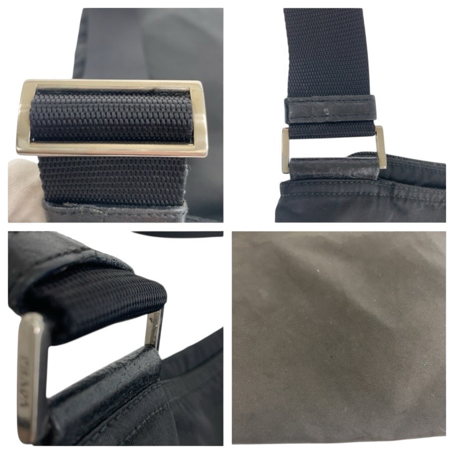 24366
PRADA プラダ テスート 三角ロゴプレート ブラック 黒 シルバー金具 ナイロン ショルダーバッグ メッセンジャーバッグ レディース AB21