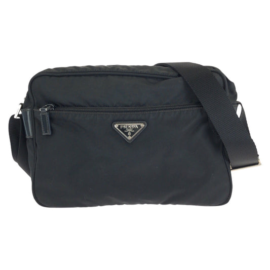 24367
PRADA プラダ テスート 三角ロゴプレート ブラック 黒 シルバー金具 ナイロン ショルダーバッグ メッセンジャーバッグ レディース ABP36