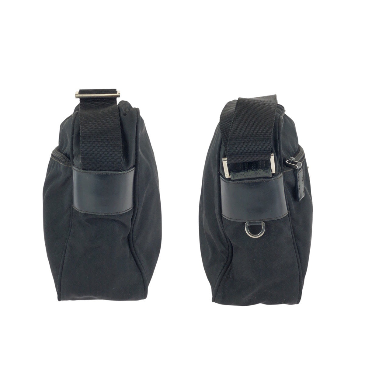 24367
PRADA プラダ テスート 三角ロゴプレート ブラック 黒 シルバー金具 ナイロン ショルダーバッグ メッセンジャーバッグ レディース ABP36