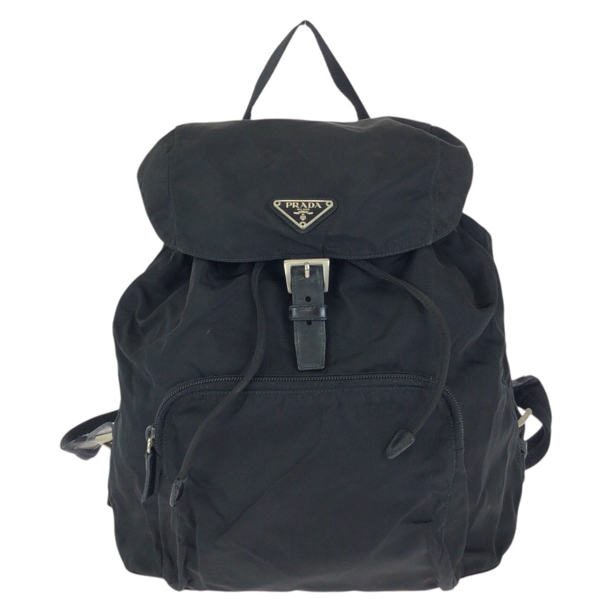 24368
PRADA プラダ テスート 三角ロゴプレート ブラック 黒 シルバー金具 ナイロン リュックサック バックパック レディース AB36