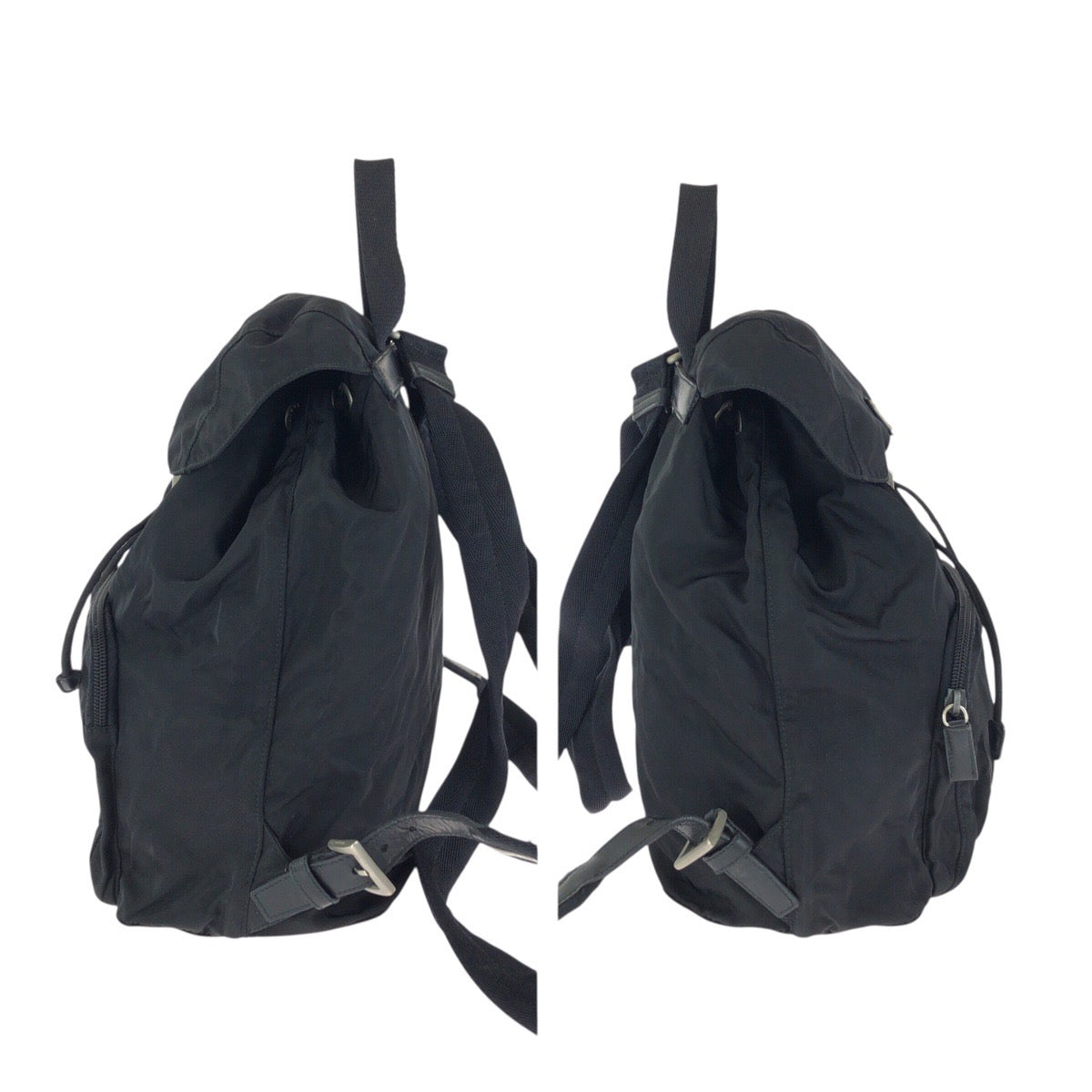 24368
PRADA プラダ テスート 三角ロゴプレート ブラック 黒 シルバー金具 ナイロン リュックサック バックパック レディース AB36