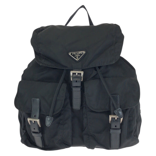 24369
PRADA プラダ テスート 三角ロゴプレート ブラック 黒 シルバー金具 ナイロン リュックサック バックパック レディース AB42