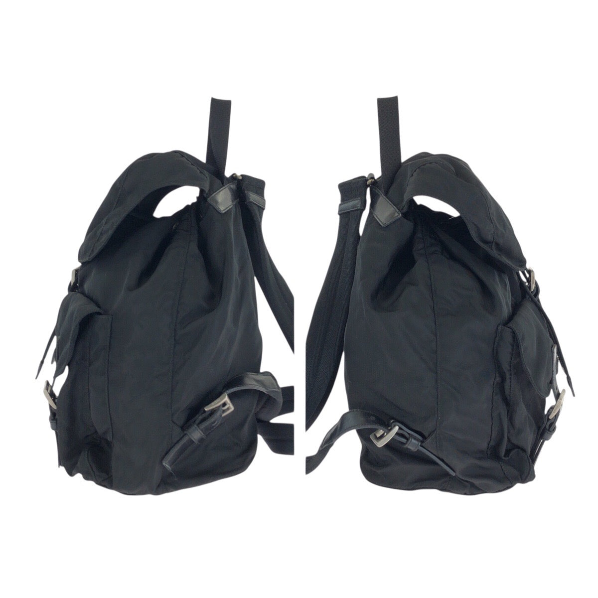 24369
PRADA プラダ テスート 三角ロゴプレート ブラック 黒 シルバー金具 ナイロン リュックサック バックパック レディース AB42