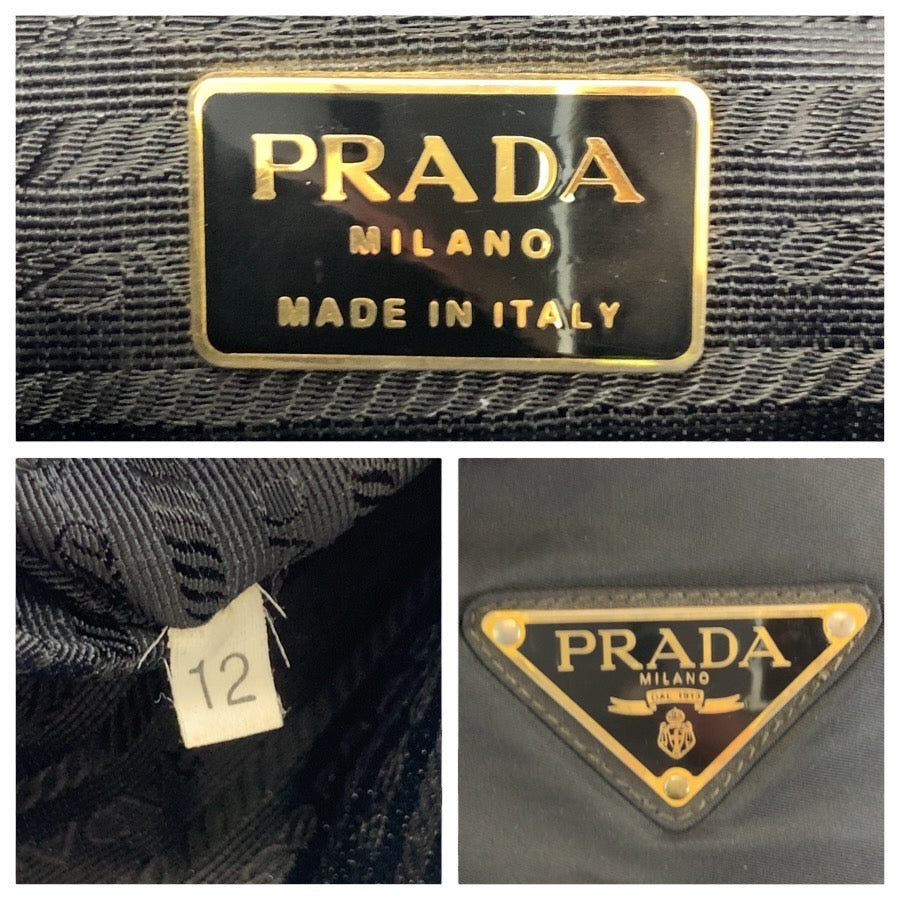 24370
PRADA プラダ テスート 三角ロゴプレート ブラック 黒 シルバー金具 ナイロン ショルダーバッグ トートバッグ レディース ABP28