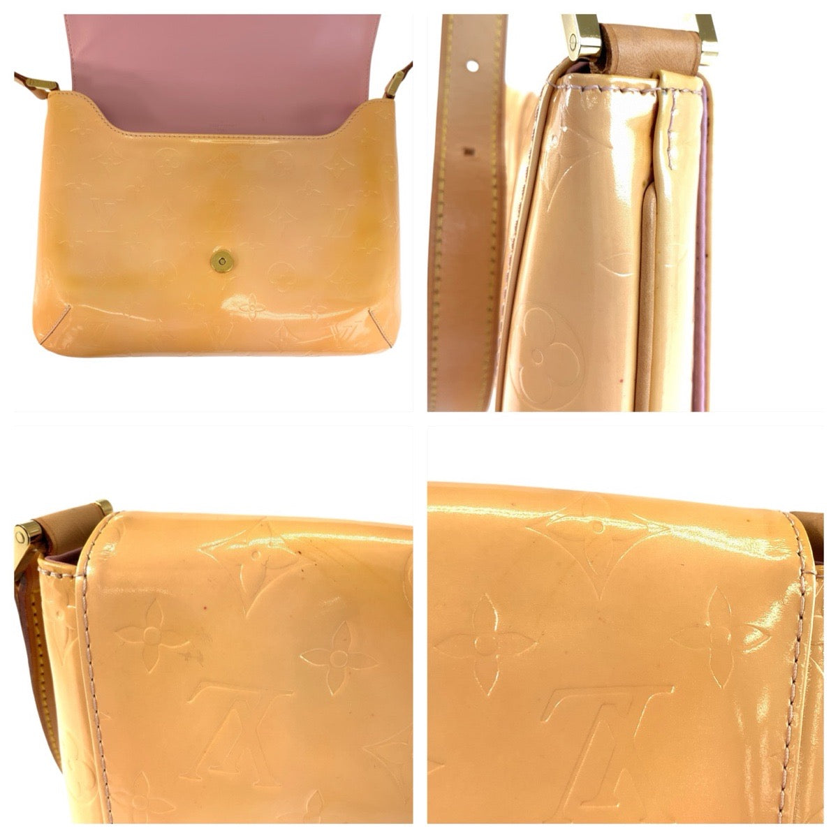 24376
LOUIS VUITTON ルイヴィトン ヴェルニ トンプソンストリート ベージュ ゴールド金具 パテントレザー M91070 ショルダーバッグ ハンドバッグ レディース AB30