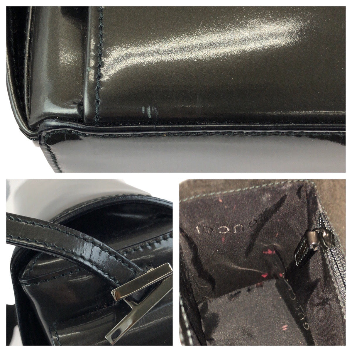 24378
GUCCI グッチ グレー カーキ ブラック エナメル 001 3278 ショルダーバッグ メッセンジャーバッグ レディース ABP36