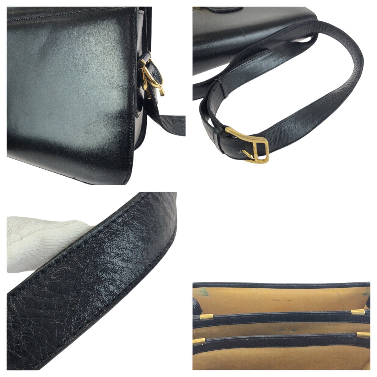 24379
CELINE セリーヌ ヴィンテージ 馬車金具 ホースキャリッジ ブラック 黒 ゴールド金具 レザー ショルダーバッグ レディース AB63