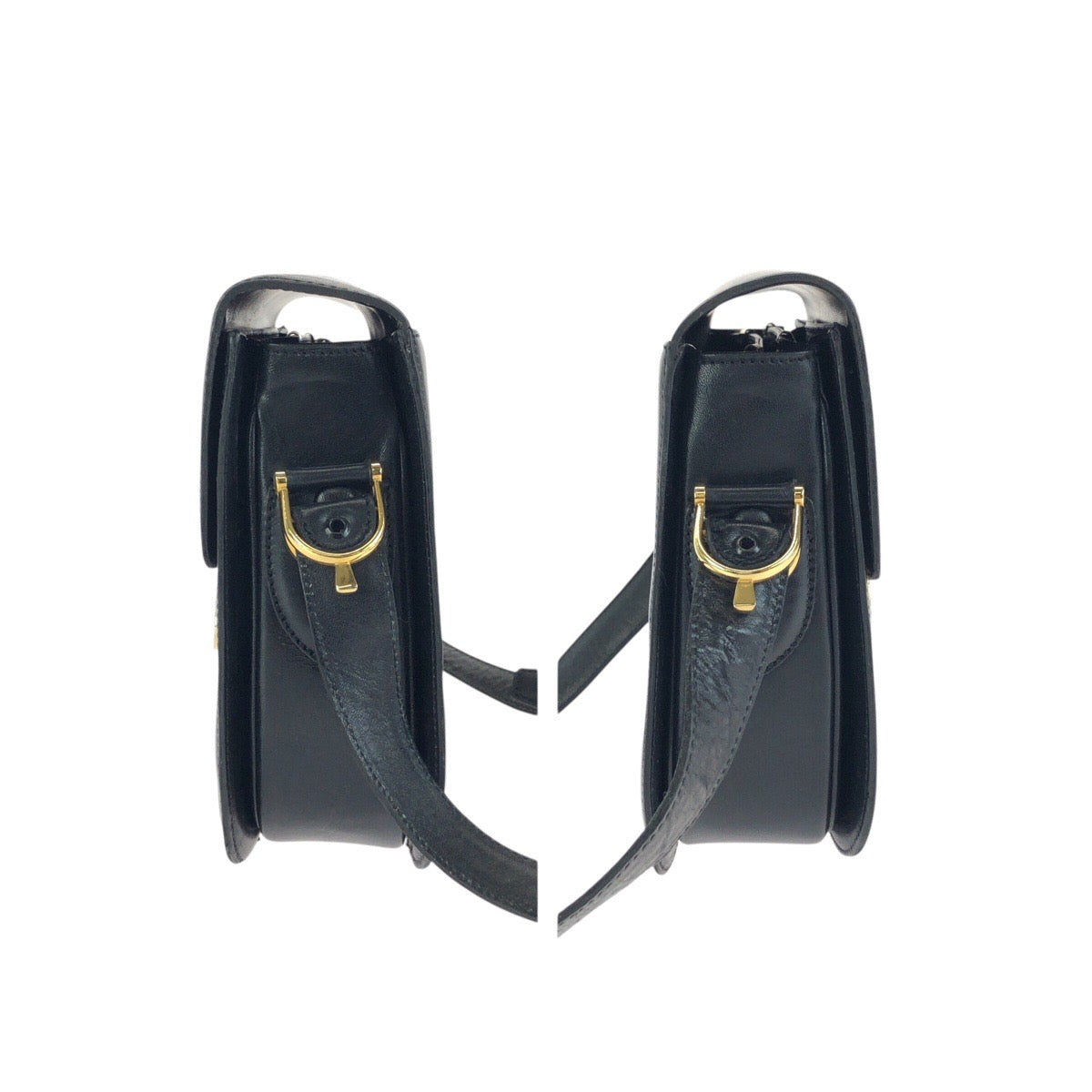 24379
CELINE セリーヌ ヴィンテージ 馬車金具 ホースキャリッジ ブラック 黒 ゴールド金具 レザー ショルダーバッグ レディース AB63