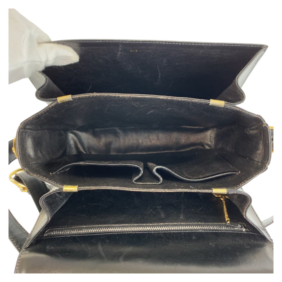 24380
CELINE セリーヌ ヴィンテージ 馬車金具 ホースキャリッジ ブラック 黒 ゴールド金具 レザー F/09 ショルダーバッグ ポシェット レディース AB70