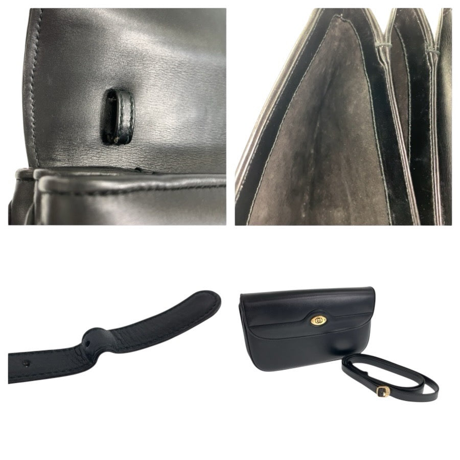 24382
GUCCI グッチ ブラック 黒 ゴールド金具 レザー 004 106 0024 ショルダーバッグ クラッチバッグ レディース A42