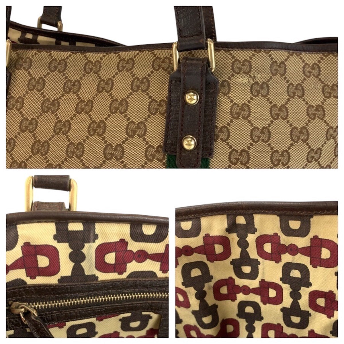 24383
GUCCI グッチ シェリーライン ベージュ ブラウン ゴールド金具 GGキャンバス 139260 トートバッグ ショルダーバッグ レディース AB23