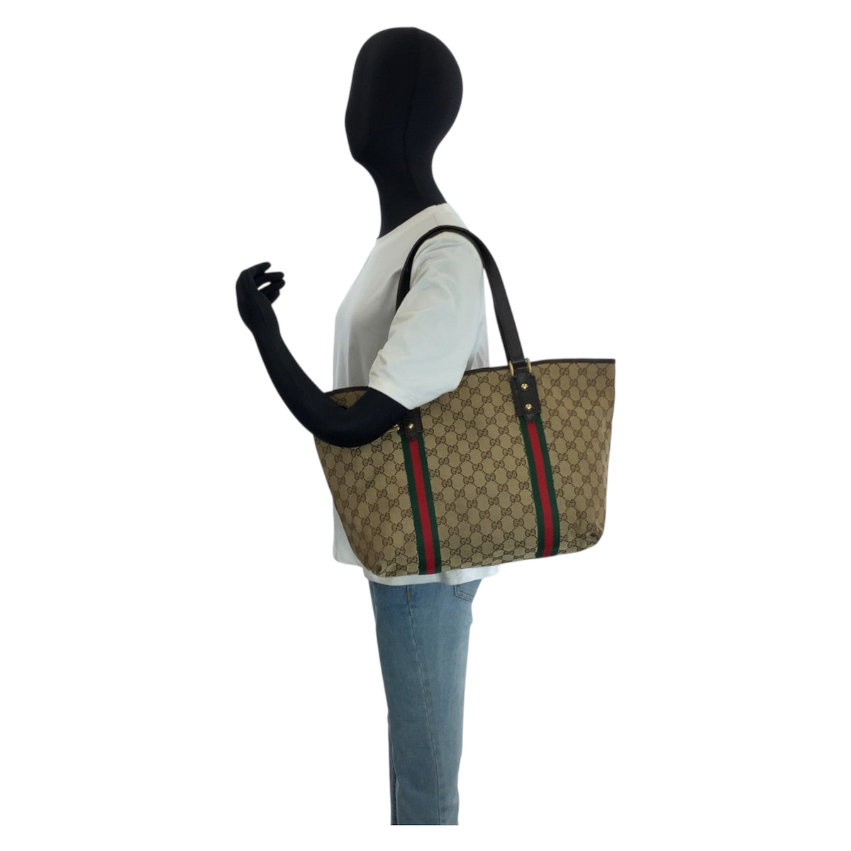 24383
GUCCI グッチ シェリーライン ベージュ ブラウン ゴールド金具 GGキャンバス 139260 トートバッグ ショルダーバッグ レディース AB23
