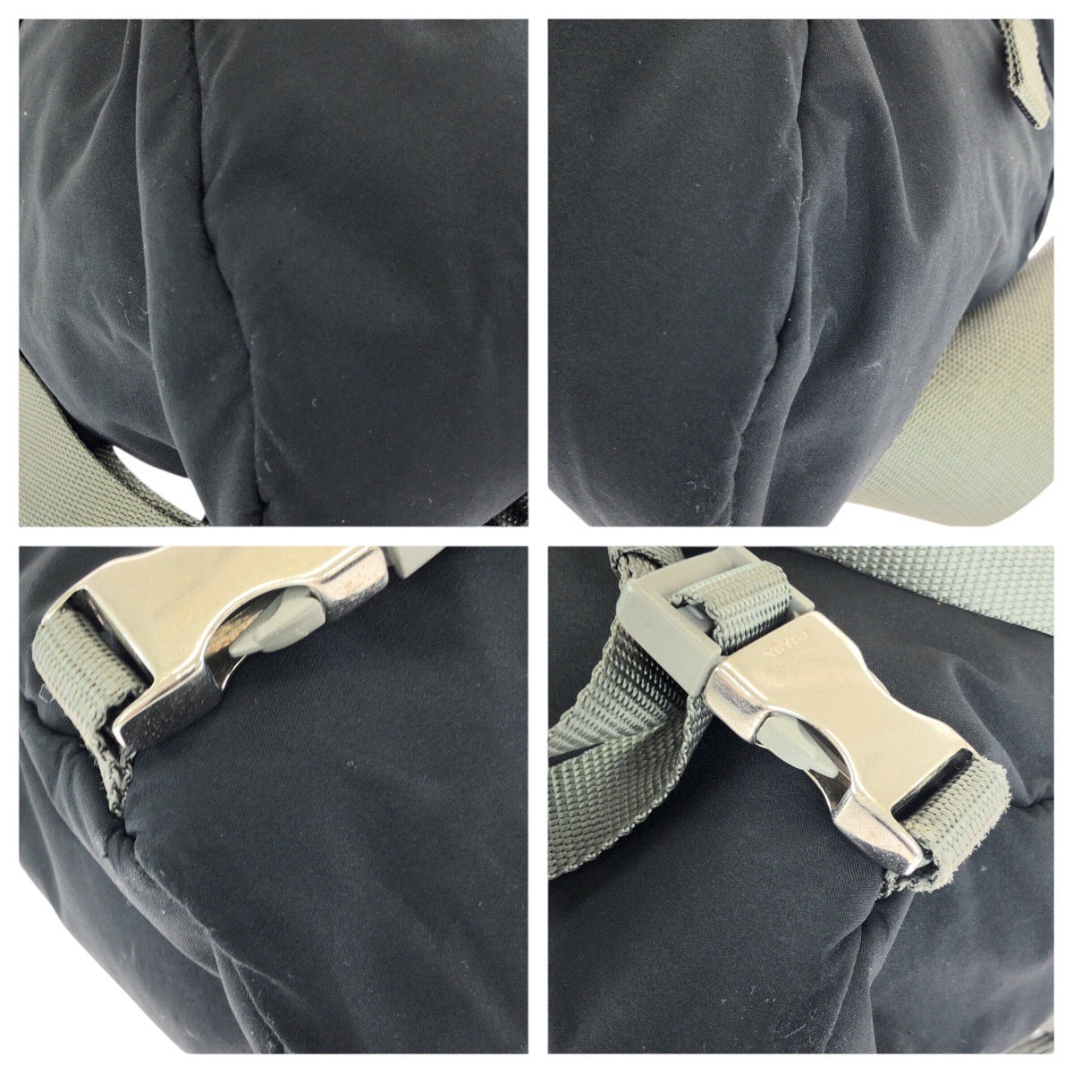 24385
PRADA SPORTS プラダスポーツ スポーツライン ブラック グレー シルバー金具 ナイロン ショルダーバッグ メッセンジャーバッグ レディース AB35