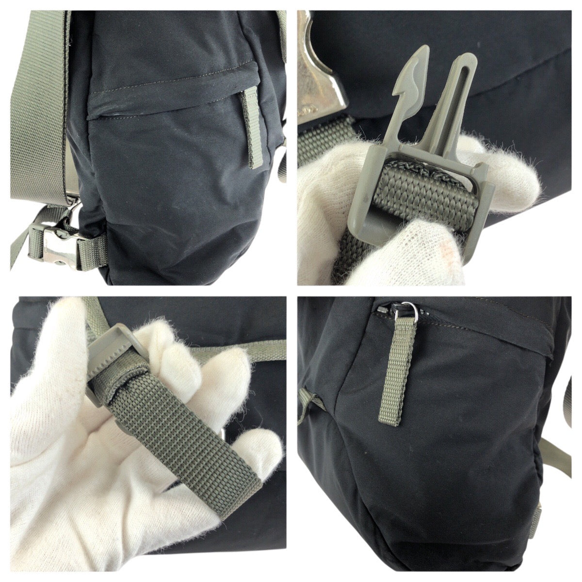 24385
PRADA SPORTS プラダスポーツ スポーツライン ブラック グレー シルバー金具 ナイロン ショルダーバッグ メッセンジャーバッグ レディース AB35