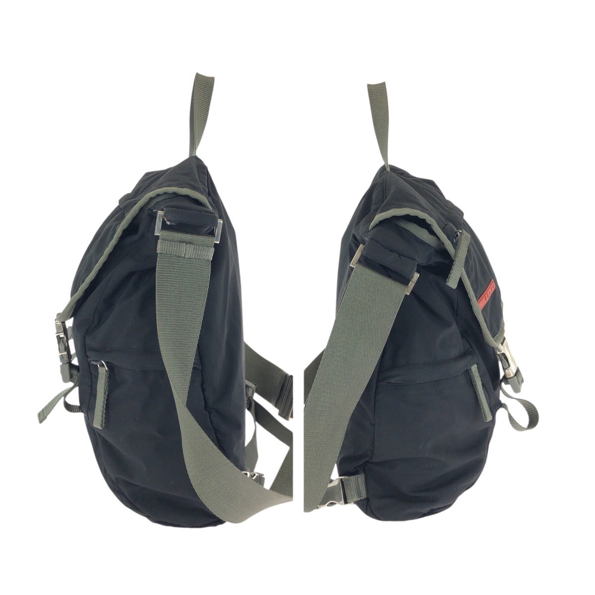 24385
PRADA SPORTS プラダスポーツ スポーツライン ブラック グレー シルバー金具 ナイロン ショルダーバッグ メッセンジャーバッグ レディース AB35