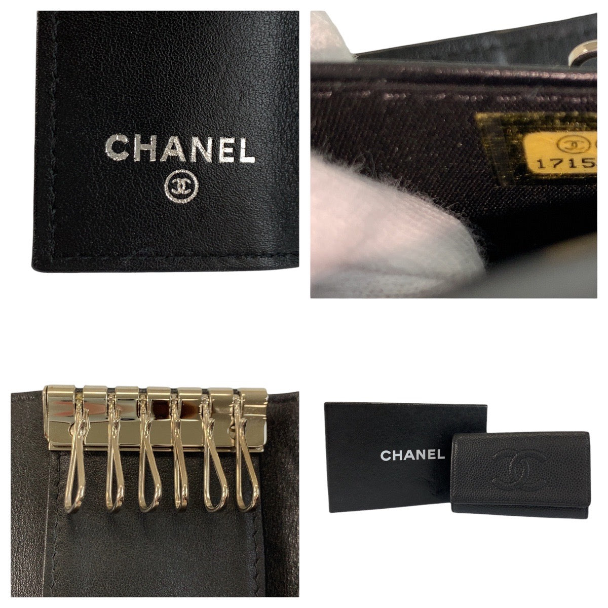 24390
CHANEL シャネル ココマーク ブラック 黒 シルバー金具 レザー キーケース 6連 レディース A32