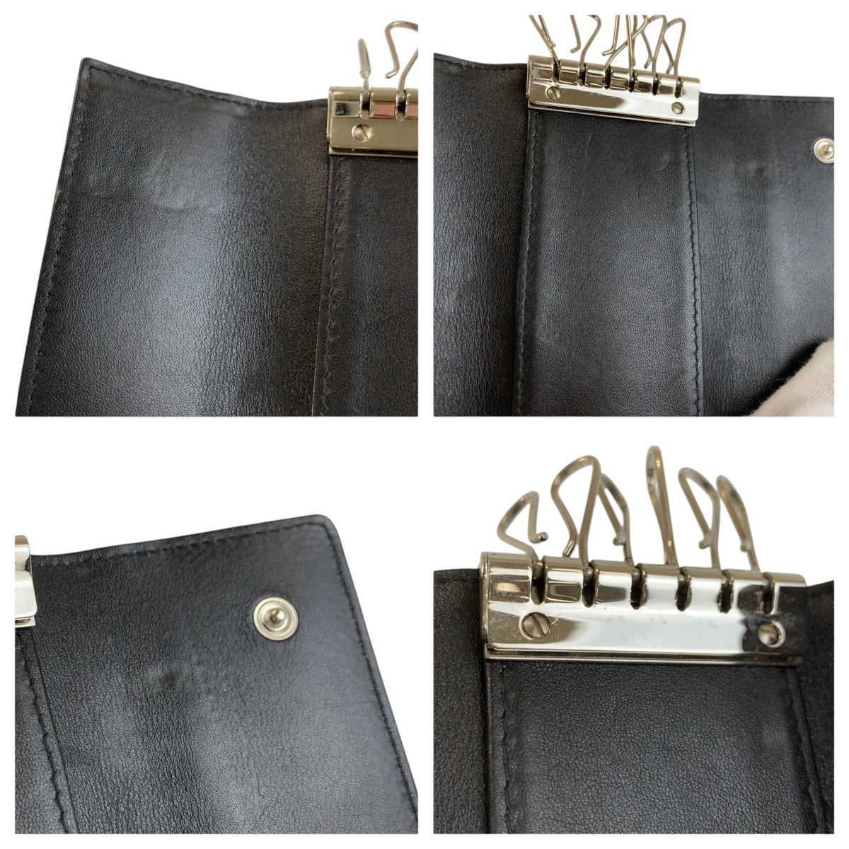 24390
CHANEL シャネル ココマーク ブラック 黒 シルバー金具 レザー キーケース 6連 レディース A32