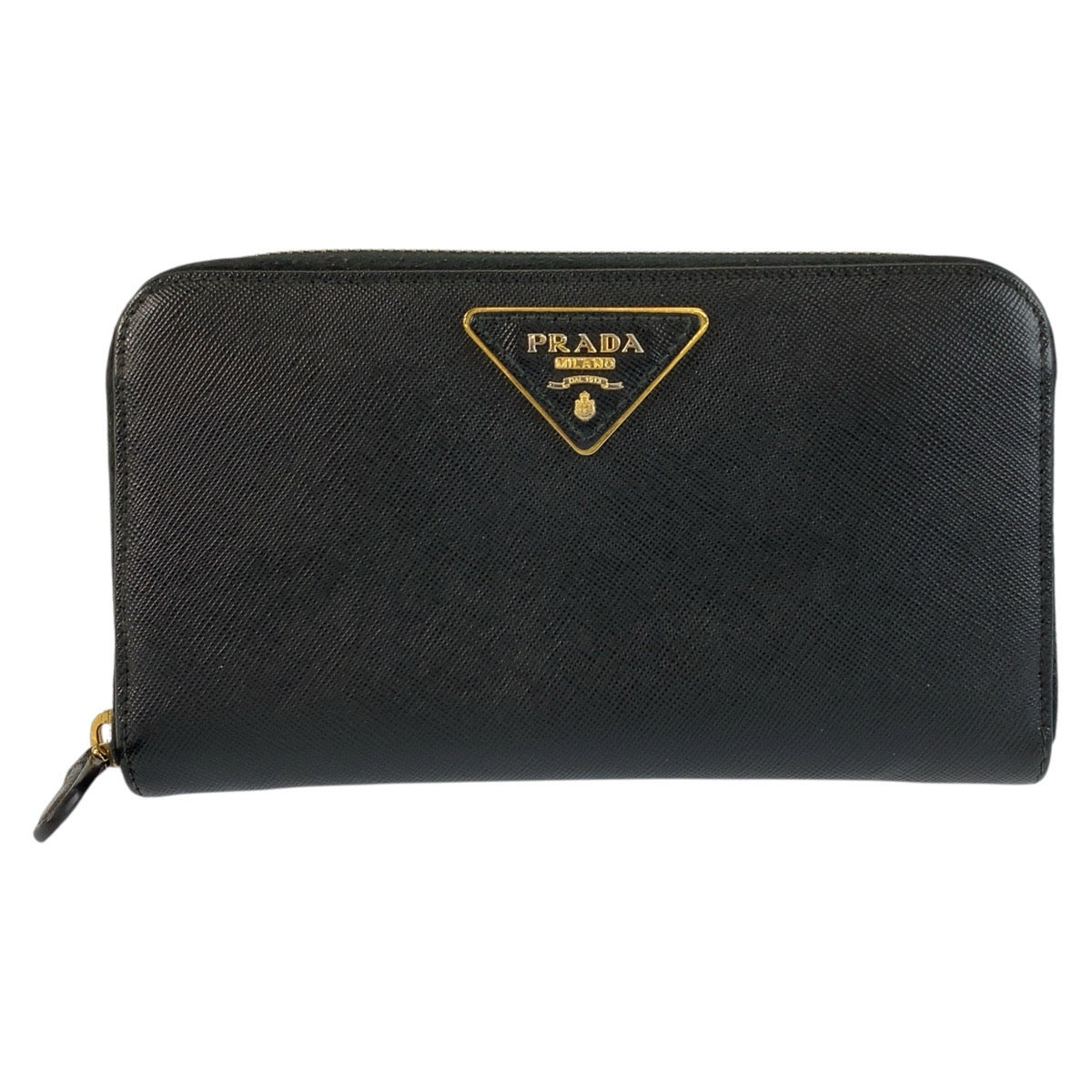 24391
PRADA プラダ サフィアーノ 三角ロゴプレート ブラック 黒 ゴールド金具 レザー 長財布 ロングウォレット レディース ABP32