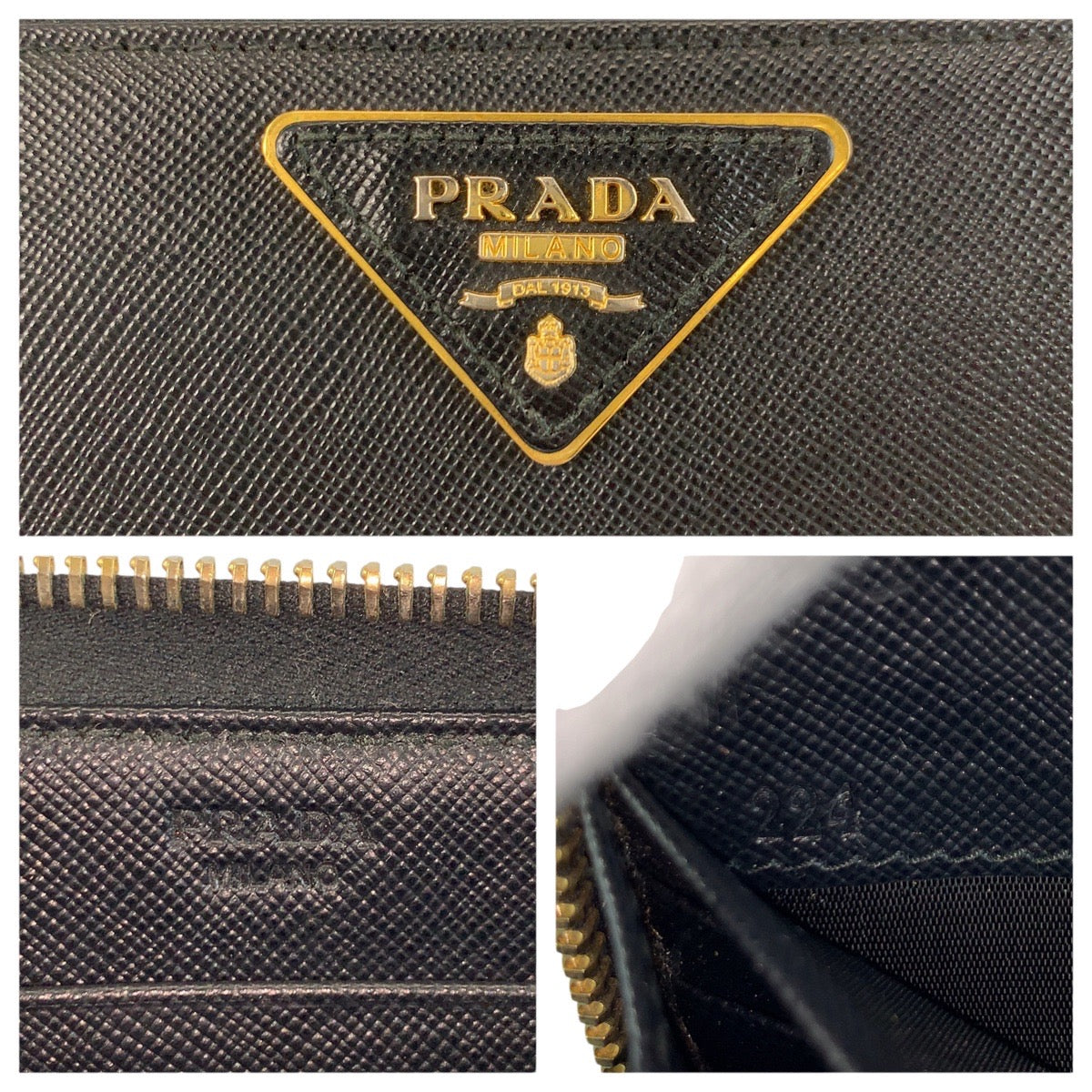 24391
PRADA プラダ サフィアーノ 三角ロゴプレート ブラック 黒 ゴールド金具 レザー 長財布 ロングウォレット レディース ABP32