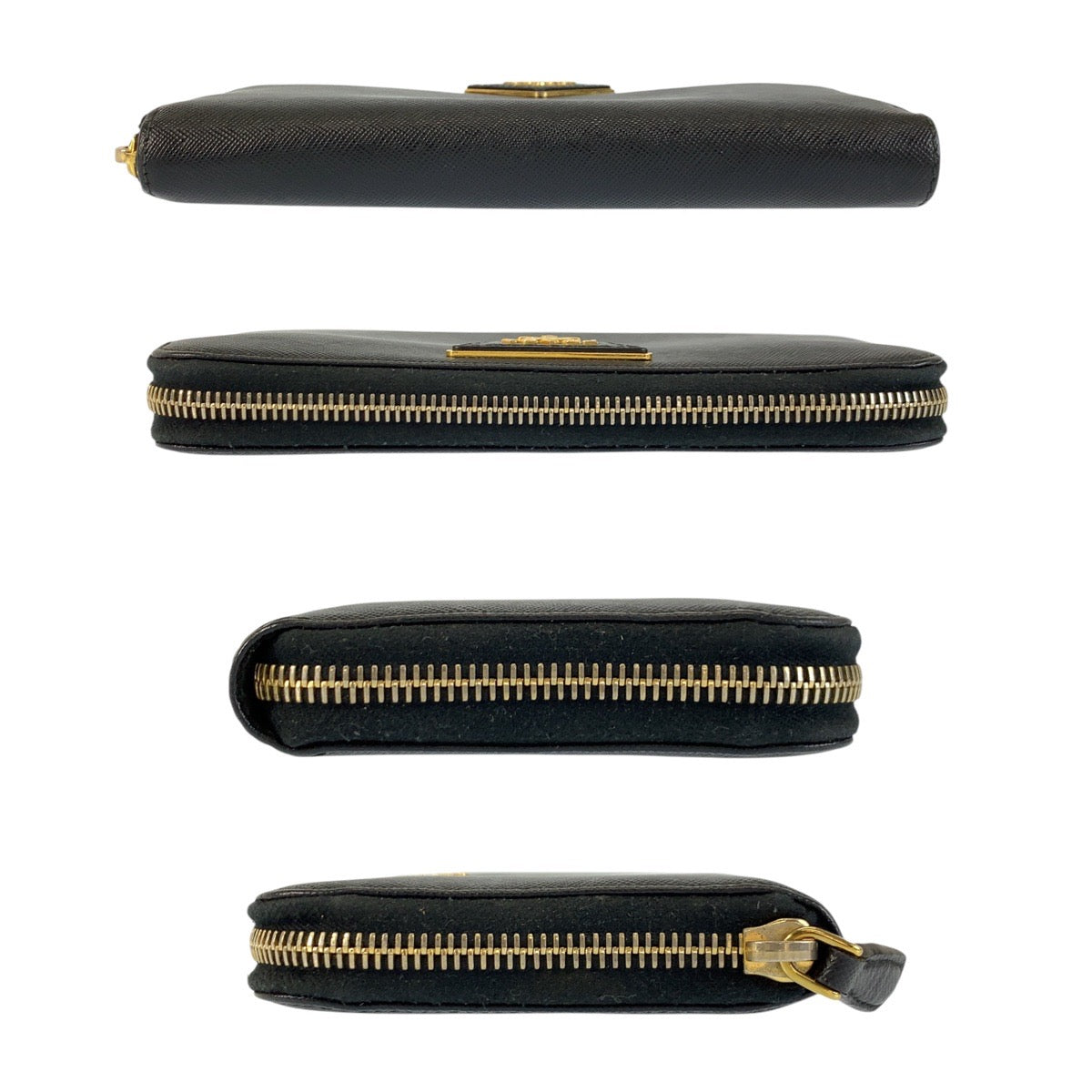 24391
PRADA プラダ サフィアーノ 三角ロゴプレート ブラック 黒 ゴールド金具 レザー 長財布 ロングウォレット レディース ABP32
