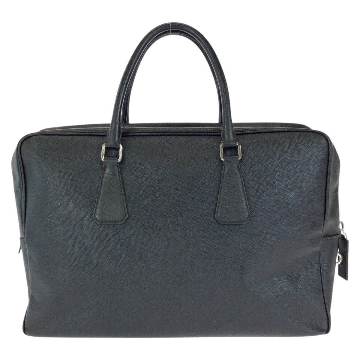 24393
PRADA プラダ サフィアーノ 三角ロゴプレート ブラック 黒 シルバー金具 レザー ビジネスバッグ ブリーフケース メンズ AB37