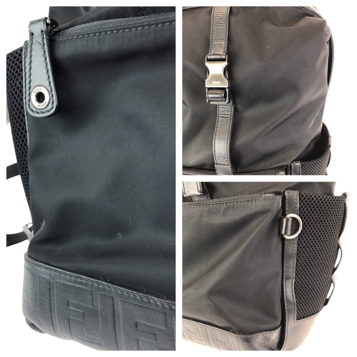 24394
FENDI フェンディ ズッカ ブラック 黒 シルバー金具 ナイロン / レザー 7VZ038 リュックサック バックパック レディース ABP49