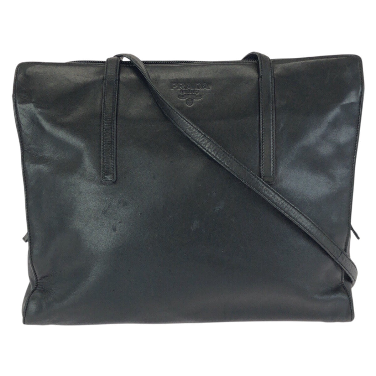 24395
PRADA プラダ ブラック 黒 シルバー金具 レザー ショルダーバッグ レディース AB14