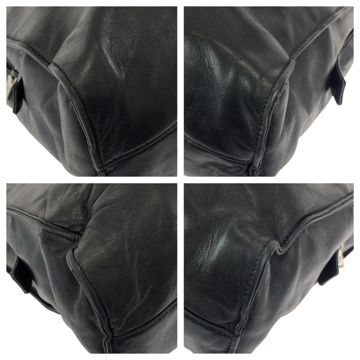 24395
PRADA プラダ ブラック 黒 シルバー金具 レザー ショルダーバッグ レディース AB14