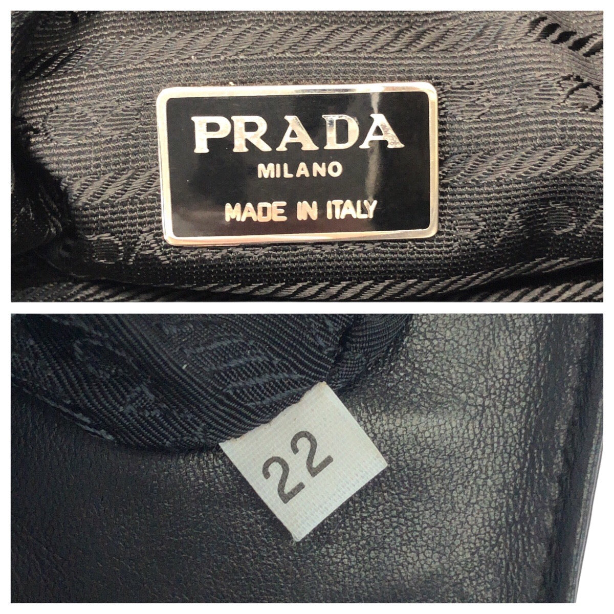 24395
PRADA プラダ ブラック 黒 シルバー金具 レザー ショルダーバッグ レディース AB14