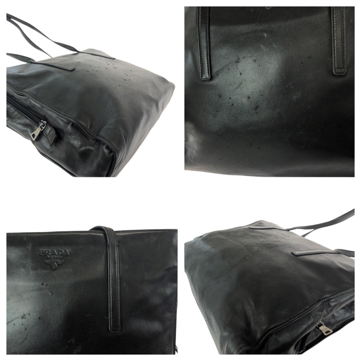 24395
PRADA プラダ ブラック 黒 シルバー金具 レザー ショルダーバッグ レディース AB14