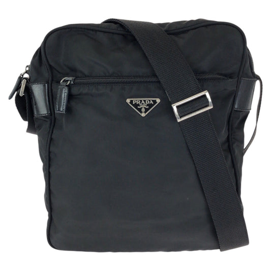 24397
PRADA プラダ テスート 三角ロゴプレート ブラック 黒 シルバー金具 ナイロン / レザー ショルダーバッグ レディース AB22