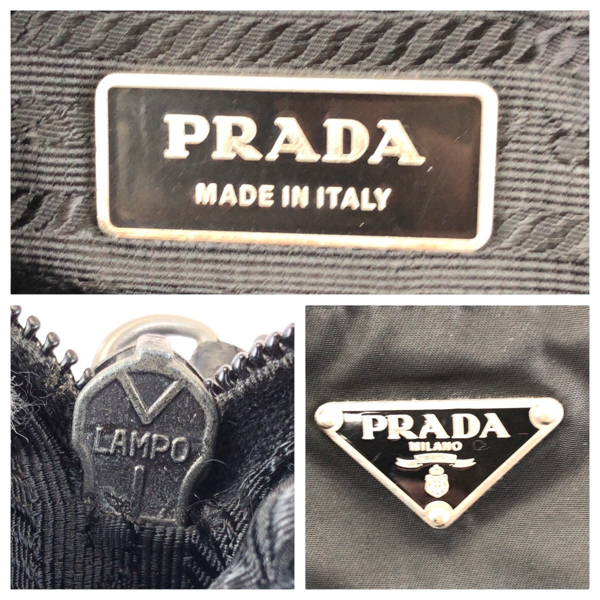 24397
PRADA プラダ テスート 三角ロゴプレート ブラック 黒 シルバー金具 ナイロン / レザー ショルダーバッグ レディース AB22