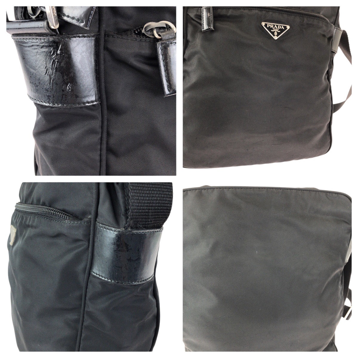 24397
PRADA プラダ テスート 三角ロゴプレート ブラック 黒 シルバー金具 ナイロン / レザー ショルダーバッグ レディース AB22